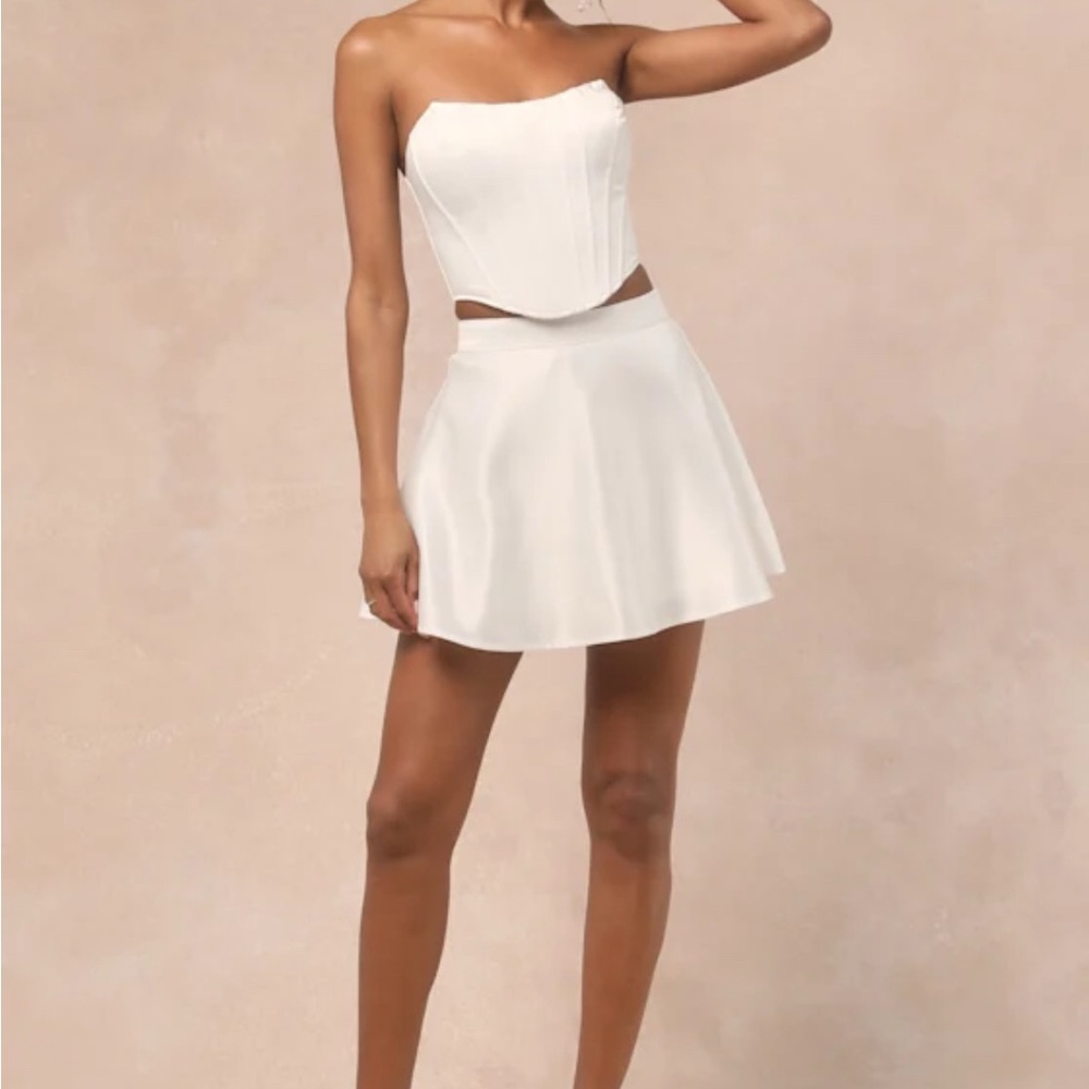 Lulus White Strapless Corset Top and Skirt Set